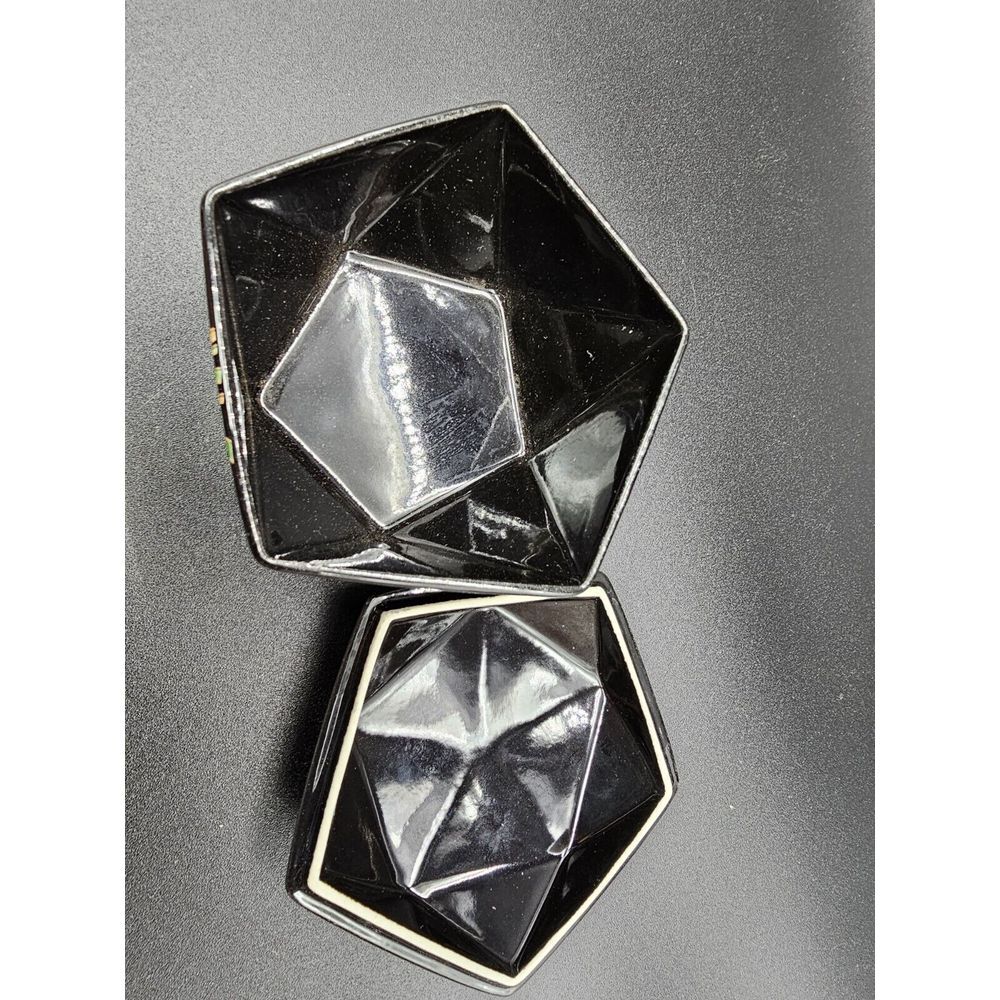 Vintage Otagiri Floral‎ Trinket Box Purple Black 5 Sided - Picture 2 of 7